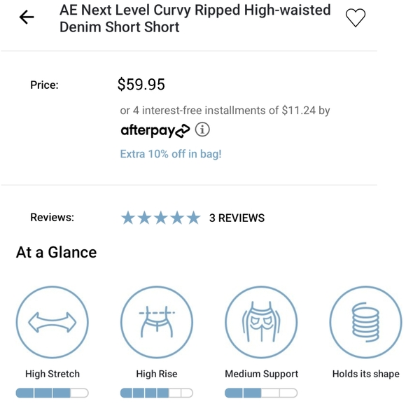 American Eagle Curvy Ripped High Rise Shortie Shorts Sz 14 NWT Distressed - Picture 2 of 8